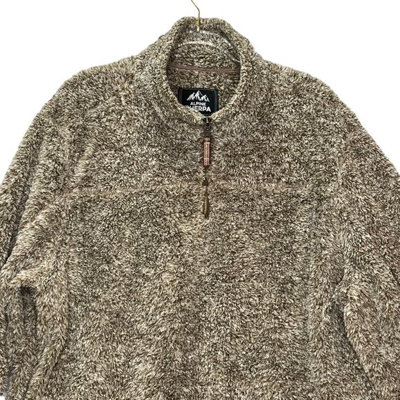 Alpine Sherpa Jacket Mens Members Mark Sweater 2XL Putty Brown Pullover 1/4 Zip - Picture 3 of 8